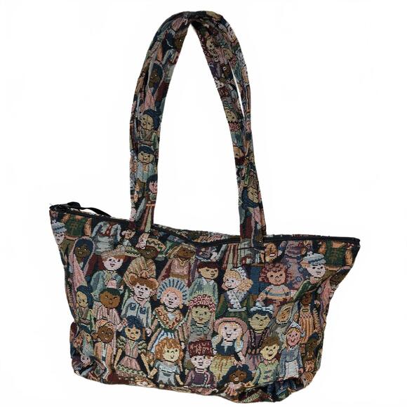 Designs By Sandra Handcrafted Tapestry Handbag World Ethnic People - Picture 2 of 8